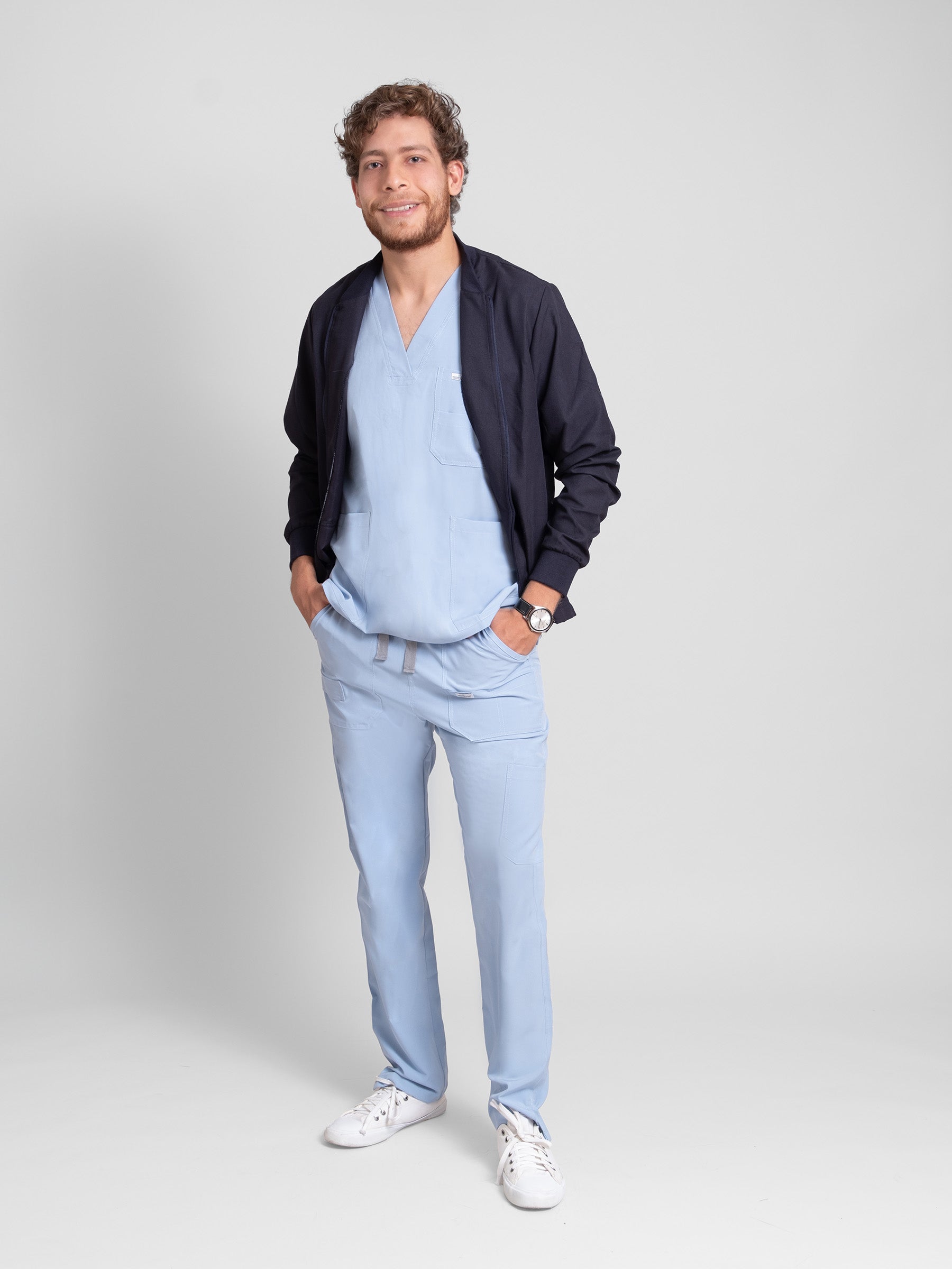Filipina Manga Larga Hombre - Azul Marino