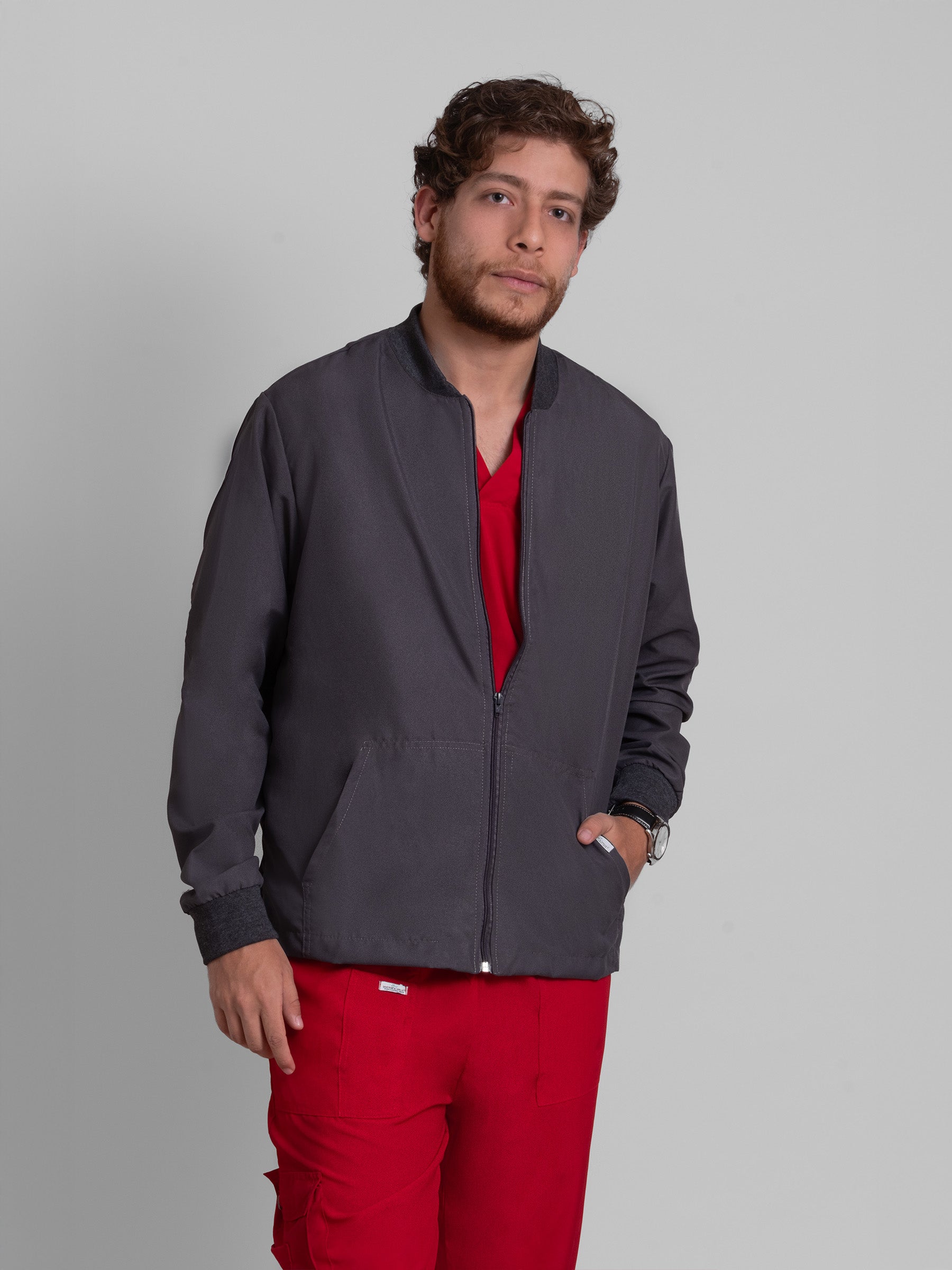 Filipina Manga Larga Hombre - Gris Oxford