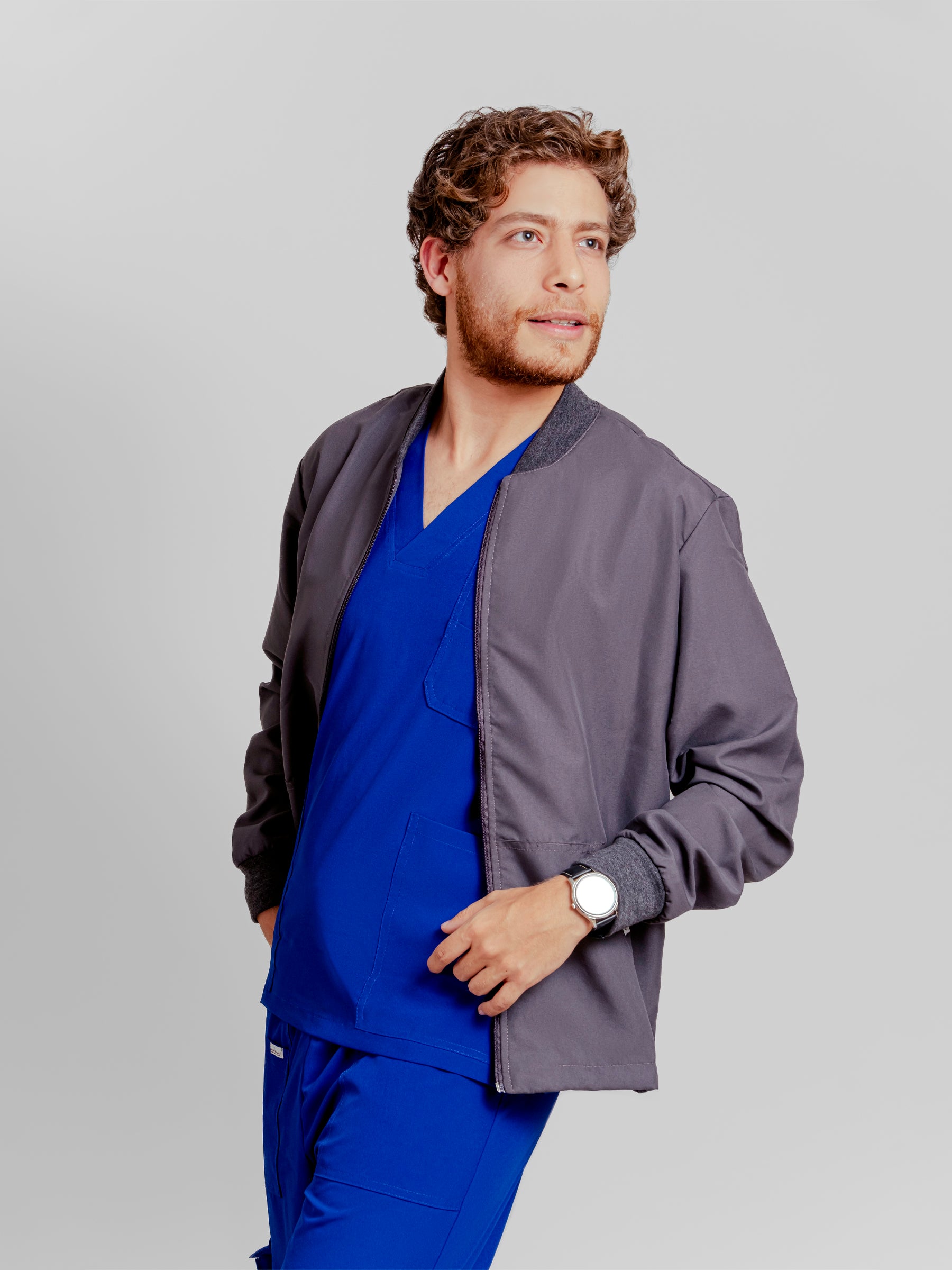 Filipina Manga Larga Hombre - Gris Oxford