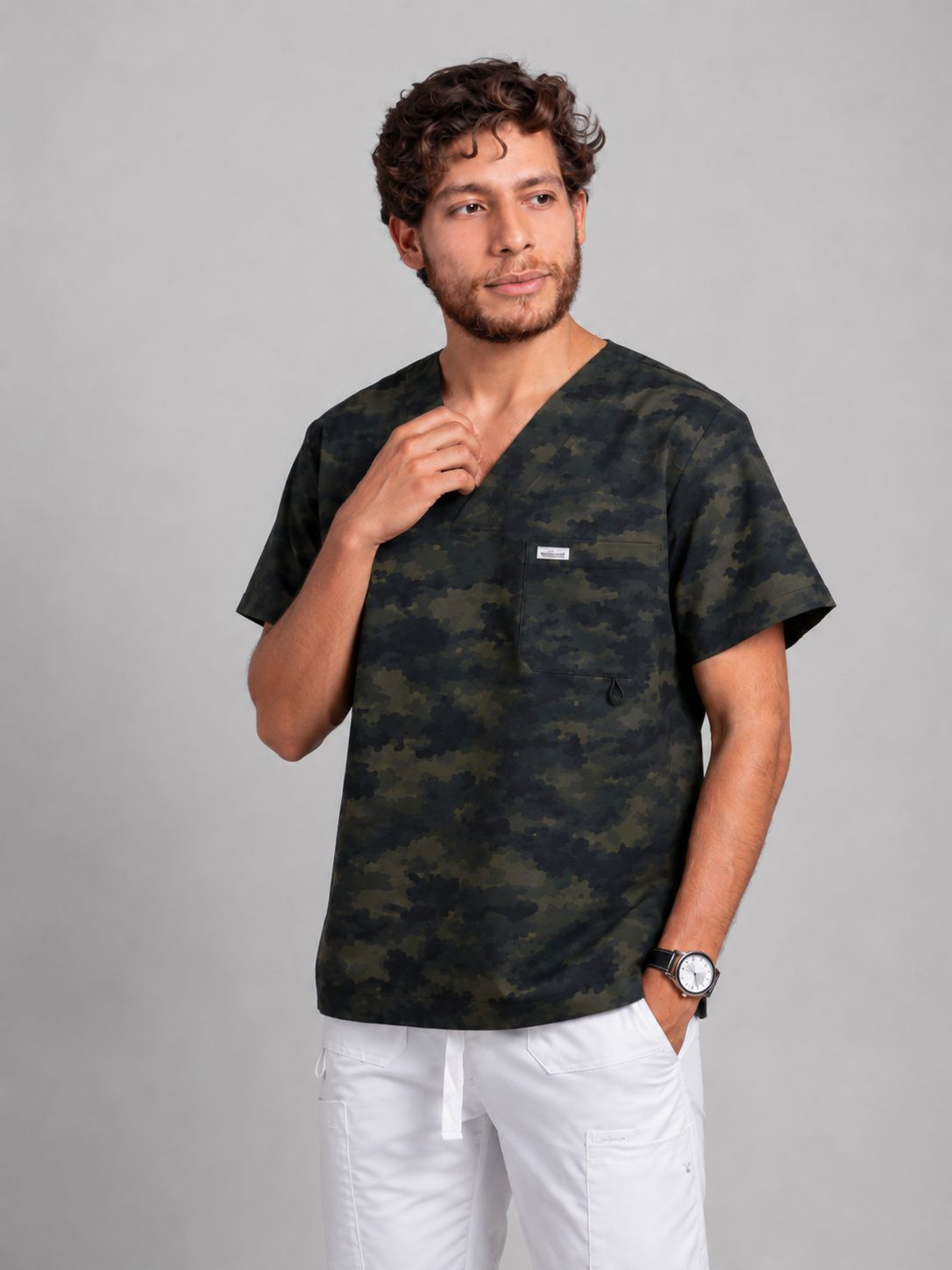 Filipina Quirúrgico de Hombre Tabasco Estampado - Camuflaje
